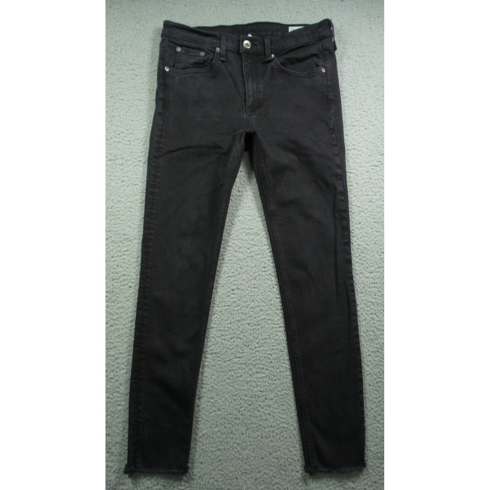 Rag & Bone Jeans Womens Size 30 Black‎ Ankle Skinny Raw Hem Mid Rise Stretch